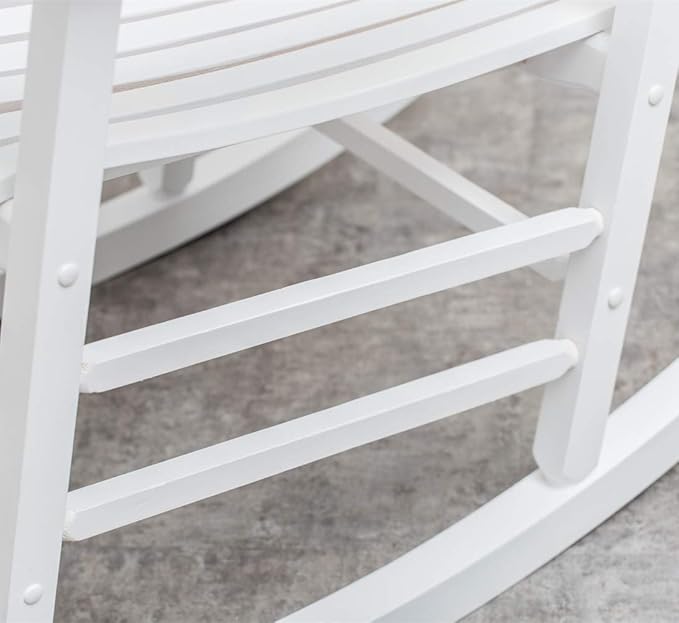 Wood Rocking Chair Porch Rocker Classic Outdoor Patio Outdoor Indoor Furniture for Balcony Backyard Garden Outside White