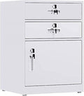 Lockable File Cabinet - 2 Drawer Office Storage with Door - Floor-Standing Filing for Home and Office(White)