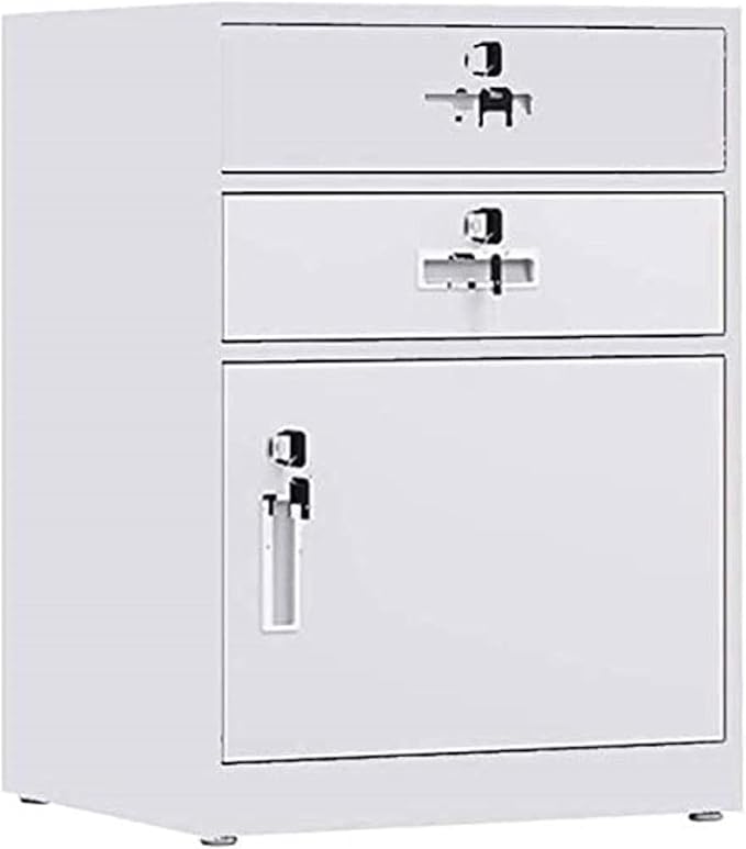 Lockable File Cabinet - 2 Drawer Office Storage with Door - Floor-Standing Filing for Home and Office(White)