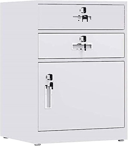 Lockable File Cabinet - 2 Drawer Office Storage with Door - Floor-Standing Filing for Home and Office(White)
