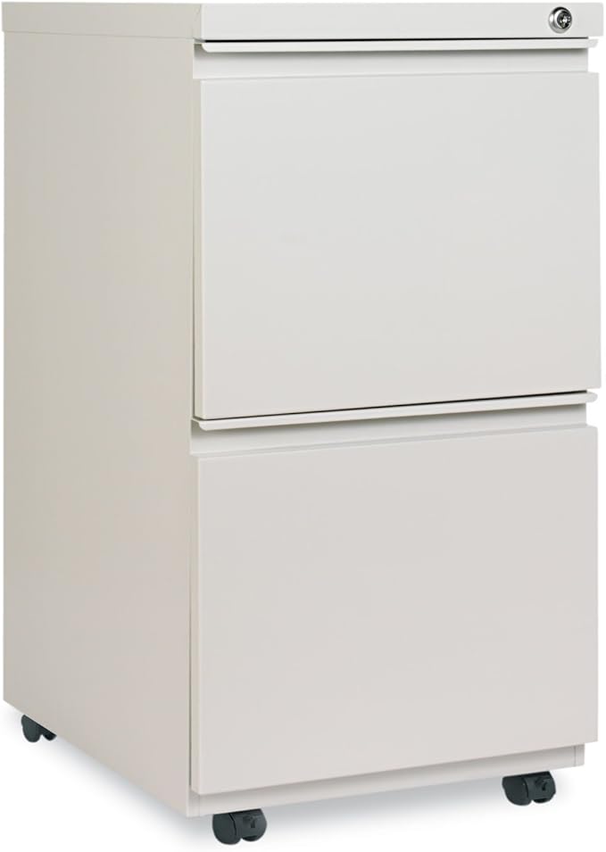 Alera PBFFLG Two-Drawer Metal Pedestal File with Full-Length Pull 14 7/8w x 19 1/8d Lt Gray