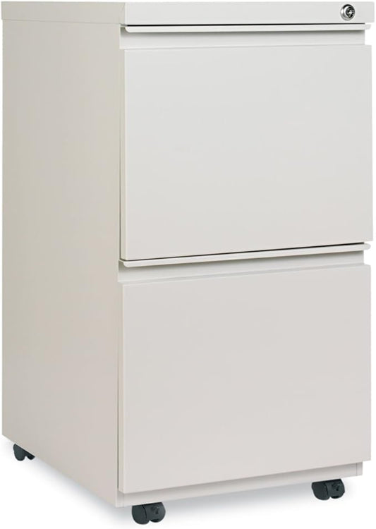 Alera PBFFLG Two-Drawer Metal Pedestal File with Full-Length Pull 14 7/8w x 19 1/8d Lt Gray