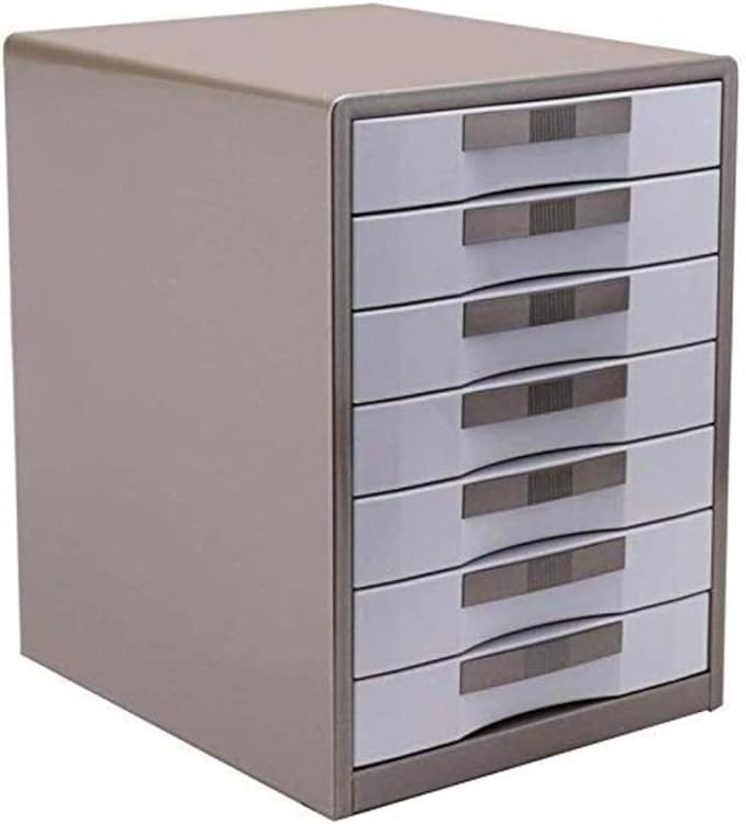 File Cabinet 7 Drawers Desktop Storage Box Home Office Cabinet Desktop Archives Desktop Data Storage File Box (Brown One Size)