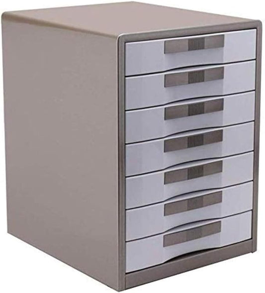 File Cabinet 7 Drawers Desktop Storage Box Home Office Cabinet Desktop Archives Desktop Data Storage File Box (Brown One Size)