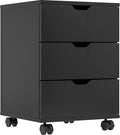 3 Drawer File Cabinet for Home Office 3-Drawer Vertical Filing Cabinet Rolling Wood Mobile File Cabinets Under Desk for Home Office with Casters (Black)