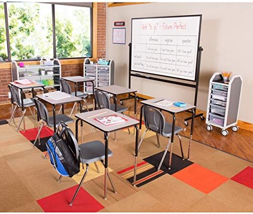 Learniture Adjustable Height Collaborative Student Desk Without Book Box Maple Top (Set of 2)