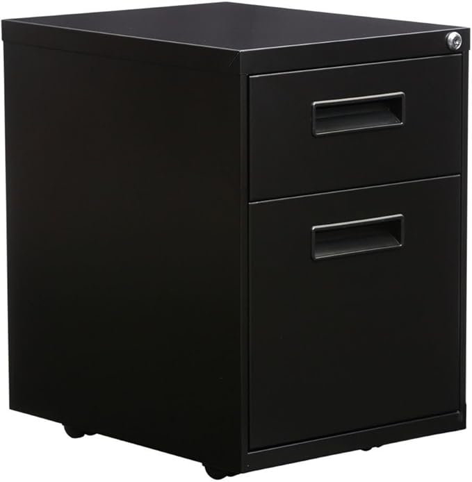 Alera ALE Two-Drawer Metal Pedestal File 14 7/8w x 19 1/8d x 21 5/8h Black