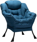 HollyHOME Lazy Chair with Armrest and Side Pocket Comfy Accent Lounge ChairLeisure Sofa Armchair for Living Room Bedroom Dorm or Small Spaces Oversized Reading Sofa ChairNavy Blue