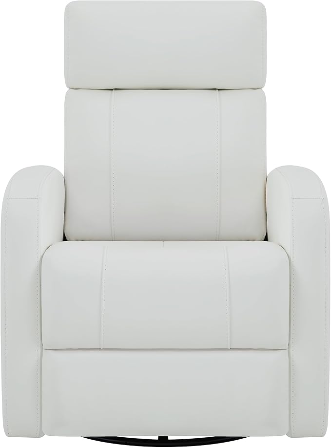 CHITA Genuine Leather Power Swivel Glider Recliner Chair FSC Certified Double Layer Backrest Truck Armrest Recliner Chair Sofa for Living Room-White