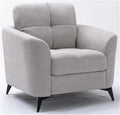BOWERY HILL Accent Chair Light Gray Velvet Fabric Tufted Cushion Black Metal Legs Pocket Coil Seating Removable Back Cushion Modern Style Living Room or Formal Gathering Chair