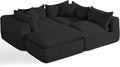 Modular Cloud Couch Sectional Boneless Sofa with Ottoman Deep Seat Fluffy Sectional Couch for Living Room &amp Bedroom No Assembly Required Black