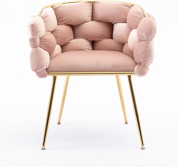 Luxury Modern Simple Leisure Velvet Single Sofa Chair Bedroom Lazy Person Household Dresser Stool Manicure Table Back Chair (Pink + Velvet-1)