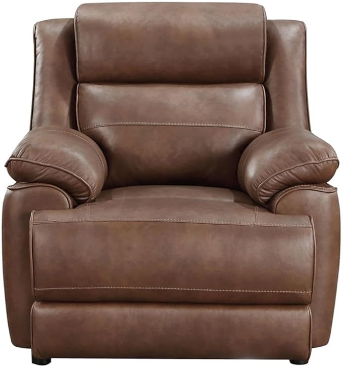 Pemberly Row Faux Leather Upholstered Accent Chair Dark Brown 40.5 H x 39.75 W x 39 D Pillowtop Arms Pocket Coil Seating Foam Cushions Stationary Design for Living Room or Master Suite Use