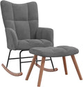 vidaXL Rocking Chair with Ottoman - Elegant and Modern Design - Dark Gray Velvet - Comfortably Padded - Durable Frame - Assembly Required