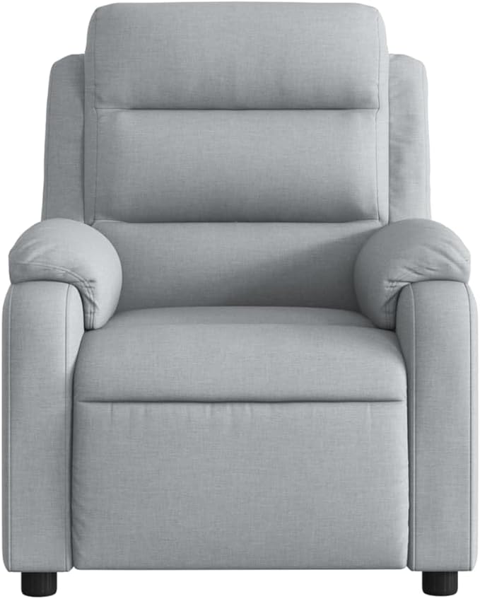 vidaXL Light Gray Massage Recliner Chair - Fabric Armchair with Manual Recline Vibration Massage Side Pocket and Sturdy Frame for Elderly/Living Room