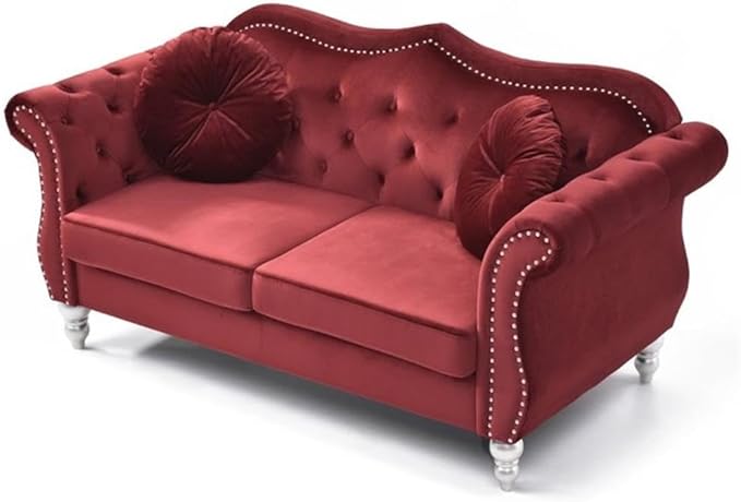 Glory Furniture Hollywood Velvet Loveseat in Burgundy