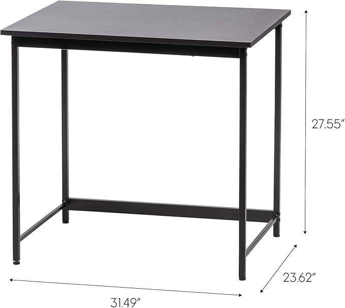 IRIS USA Inc. 32 Inch Modern Laptop and Computer Desk Office Table for Home Office Water and Scratch Resistant Surface Gaming Desk Easy to Assemble Black Desk