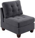 Contemporary Tufted Armless Chair Gray Linen-Look Fabric with Nailhead Trim Perfect for Living Room Bedroom 1-Piece