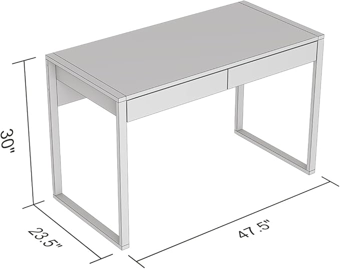 Safdie &amp Co. Computer Desk 47inch for Home Office and Small Spaces with 2 Drawers Dark Grey with Black Metal. Ideal for Writing Gaming Study Work from Home.