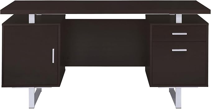 Cappuccino 2-Drawer Floating Top Office Desk