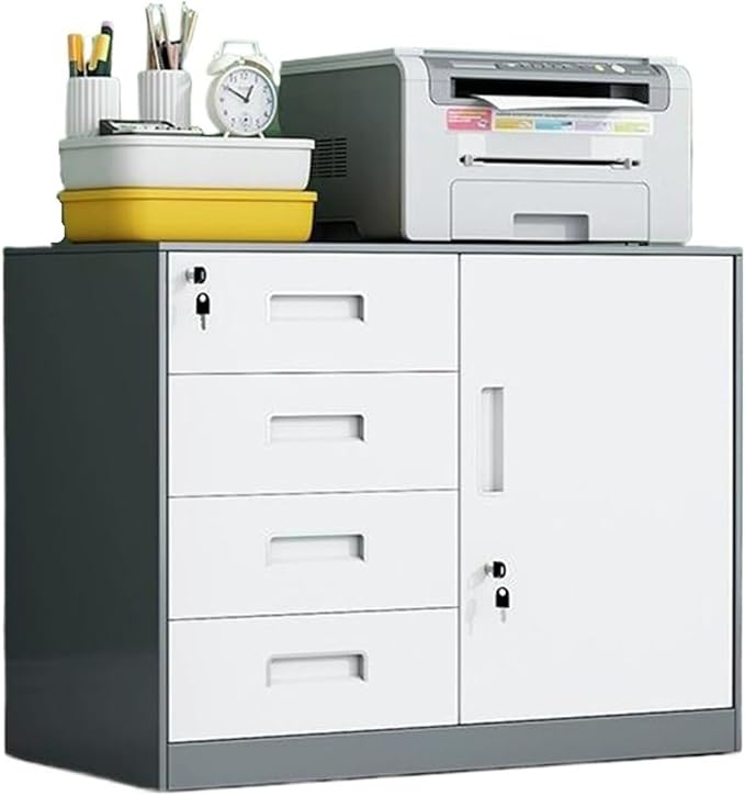 Office Filing Cabinet with Locking Tin File Cabinet Multi Drawer Storage Cabinet Floor Low Cabinet (Color : Grey)
