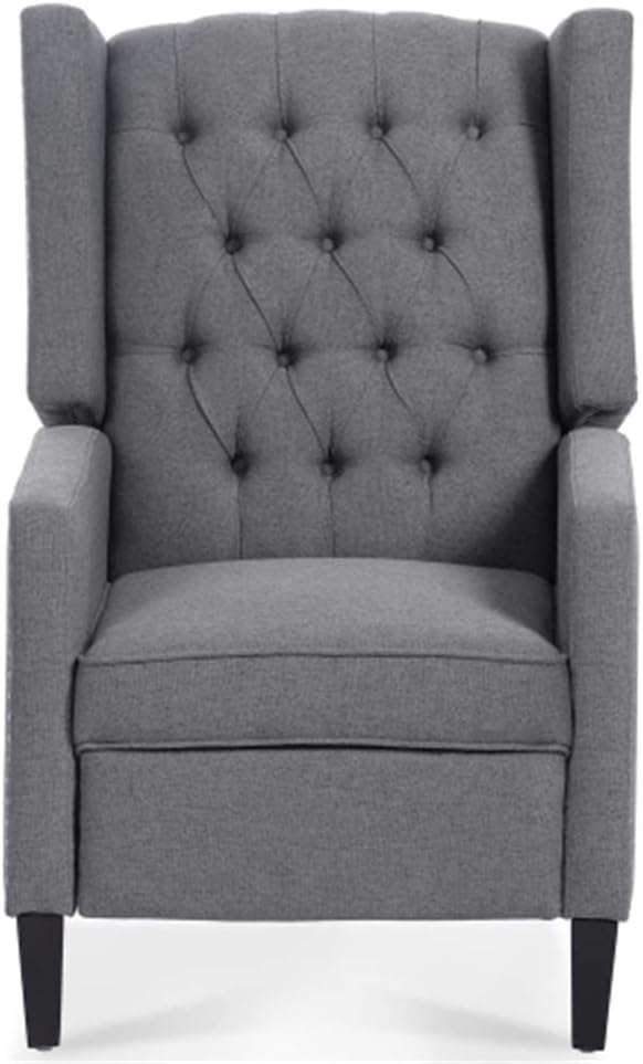 Arm Pushing Recliner Chair Modern Button Tufted Wingback Manual Push Back Recliner Chair with Nailhead Trim &amp Wood Legs Upholstered Living Room Chair Single Reclining Sofa Home Theater Seating