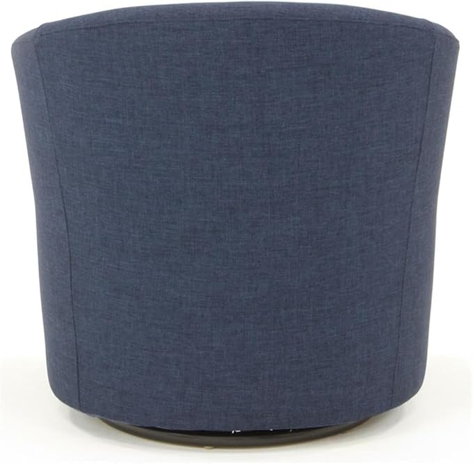 Pemberly Row Traditional Fabric Swivel Club Chair Navy Blue Finish 30 H x 30.5 W x 27 D Flared Arms Padded Removable Seat 360-Degree Swivel Base Comfortable Accent Chair for Living Room or
