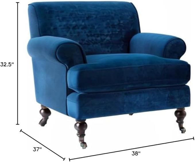 Jennifer Taylor Home Bliss 38 Lawson Living Room Accent Arm Chair with Metal Casters