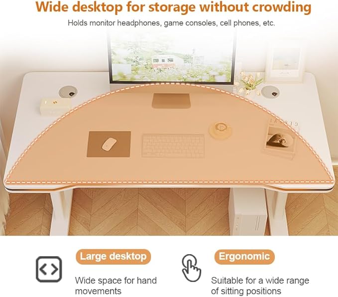 Gaming Desk Computer Writing Table for Home Office Student Art Modern Simple Style with T-Shaped Metal Bracket PC Wood Suitable for Offices&ampBedrooms
