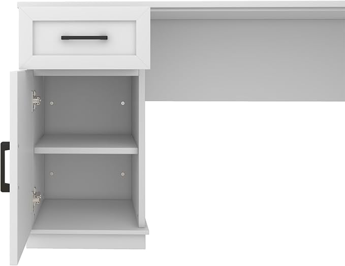 L Shaped Computer Desk with Drawers Bookshelf &amp Hutch Modern Corner Home Office Desk L-Shaped Study Table Writing Corner Gaming Computer Desk with Storage (White)