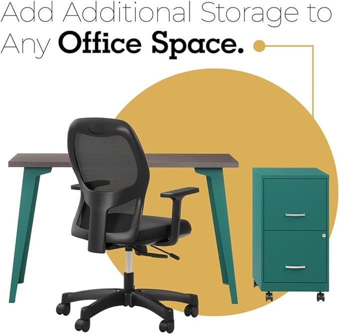 Orison Office 18 2 Drawer Mobile Ultra Pedestal File Cabinet Teal