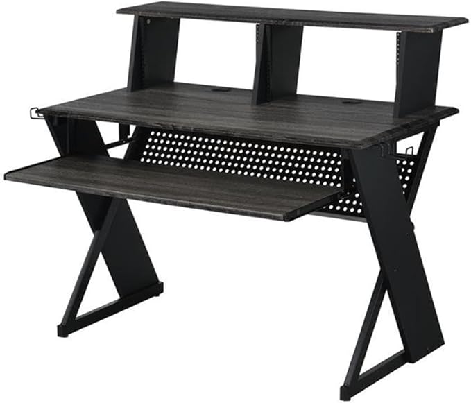 Acme Furniture Rectangular Music Desk Table with Earphone Rack Black