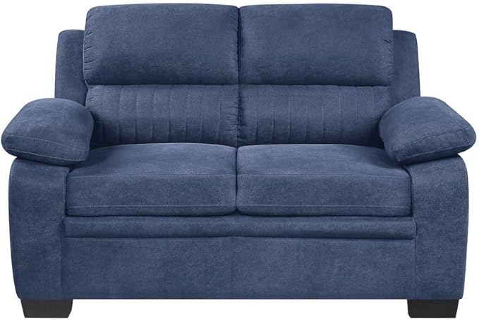Blue 58-Inches Love Seat with Textured Fabric Upholstery Small Comfy Couch for Living Room Relaxing Seating and Stylish Décor
