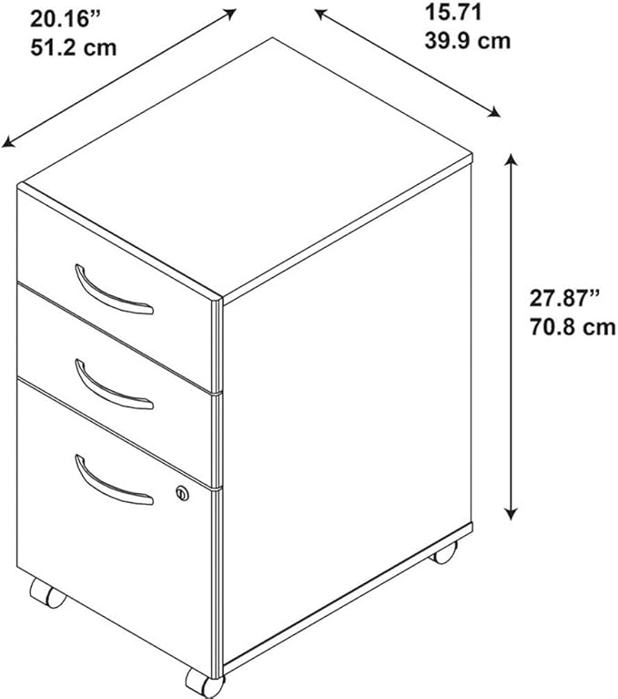Pemberly Row 3-Drawer Mobile File Cabinet Mocha Cherry Finish Engineered Wood Brushed Nickel Hardware Locking File Storage Full-Extension Drawers Office Organizer on Wheels for Home or Workplace
