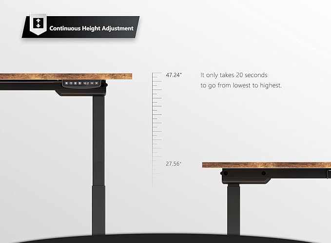 BANTI Triple Motors L-Shaped Electric Standing Desk 63 Inches Adjustable Height Stand Up Desk Sit Stand Home Office Desk with Rustic Brown Top/Black Frame