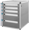 File Cabinet Desktop Data Storage Box Locking Cabinet Drawer Organizer Five Storage Boxes (Silver)