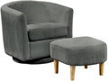 Furniture 360° Swivel Accent Chair and Ottoman Set Gray