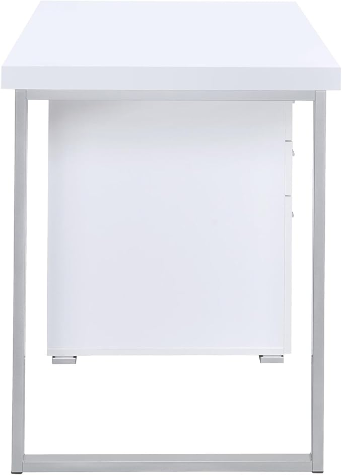 White 3-Drawer Reversible Office Desk with Filing Cabinet - Modern Computer Desk for Home Office - 47.25 Wide