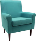 Pemberly Row Rolled Arm Lounge Chair 35 H x 28 W x 30 D Fabric Upholstery Teal Blue Finish Contemporary Accent Chair for Living Room or Bedroom