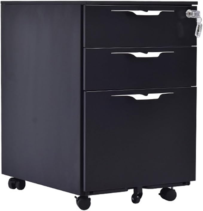 Filing Cabinets for Home Office 3 Drawer File Cabinet Rolling File Cabinet for Letter File Anti-tilt Design Office Drawer Cabinet Under with Lock Space-Saving