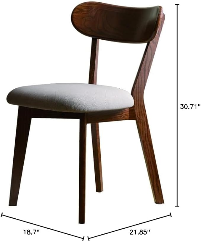 Walnut Color Dining Chair Wooden FAS Grade Oak Natural Wood Made in North America 100% Dirt-Free Wood Chair Solid Chair Table Chair Wooden Living Room Chair Simple and Natural 47.5 * 55.5 * 78cm