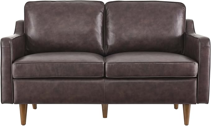 Modway Impart Upholstered Genuine Leather Loveseat in Brown