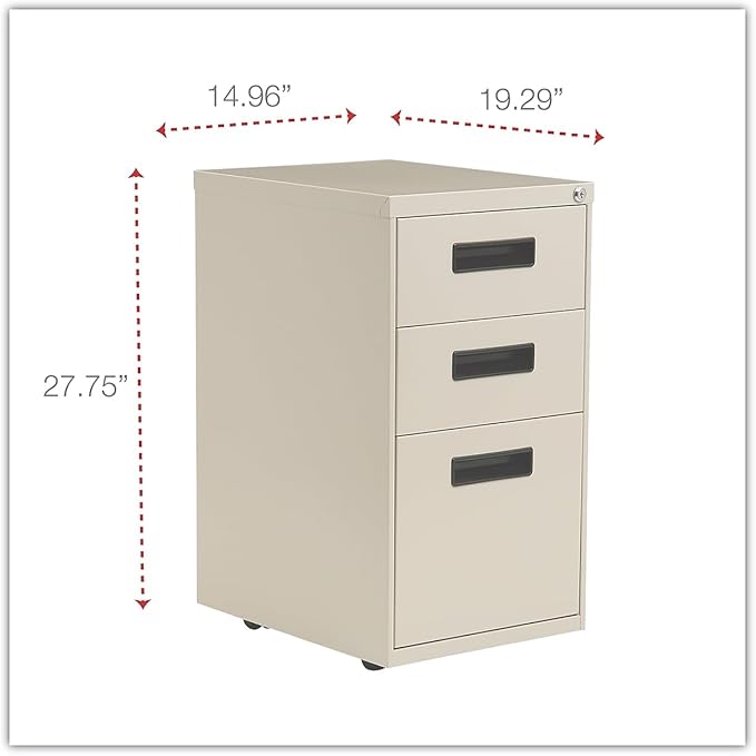 Alera PABBFPY Three-Drawer Metal Pedestal File 14 7/8w x 19-1/8d x 27-3/4h Putty