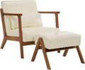 MOJAY Modern Accent Chair with Ottoman PU Leather Upholstered Armchair Living Room Chair for Bedroom Balcony Reception