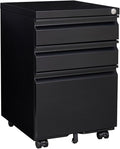 3-Drawer Mobile Filing Cabinet with Lock Legal/Letter Sized Office Storage Cabinet Metal Suitable for Offices and Study Rooms(Black)