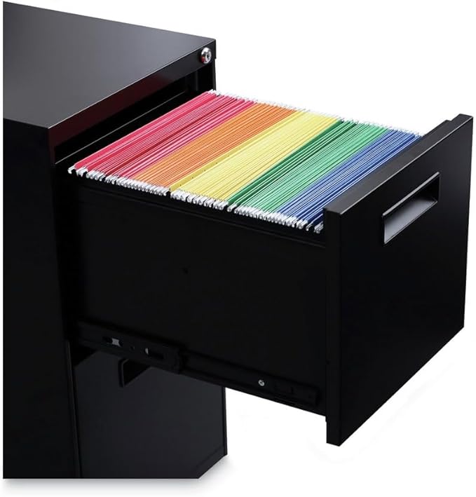 Alera PAFFBL Two-Drawer Metal Pedestal File 14 7/8w X 19-1/8d X 27-3/4h Black