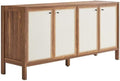 Modway Capri 65 Inch Sideboard in Walnut Large Storage Doors Entryway Console Table Mid-Century Modern Buffet Cabinet or Credenza for Living or Dining Room