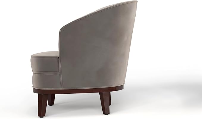 AC Pacific Ava Modern Barrel Accent Chair Upholstered Lounge Armchair with Curved Backrest Channel-Tufted Details Soft Seat Cushion &amp Throw Pillow for Living Room or Bedroom Grey