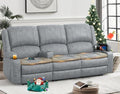 Recliner Sofa 3 Seater Manual Reclining Sofa with 2-Tier Cushion Reclining Couches for Living Room with Removable Console Hidden Storage Space Cup Holders - Gray