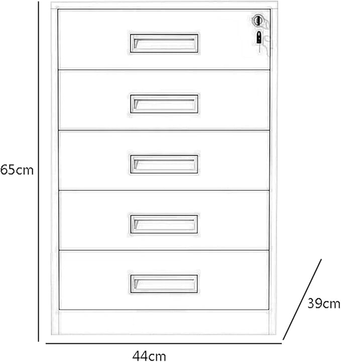 Filing Cabinet with Lock Under Desk Drawer Cabinet File Information Cabinet Tin File Cabinet (Color : Grey Size : 5 Drawer)